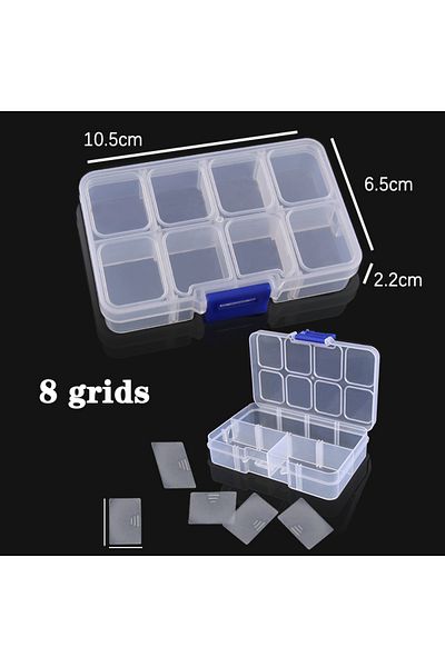 Choice 10.5x6.5x2.2 Plastic Jewelry Box 10/15/24 Compartment Slot Organizer Storage Beads Container Adjusta