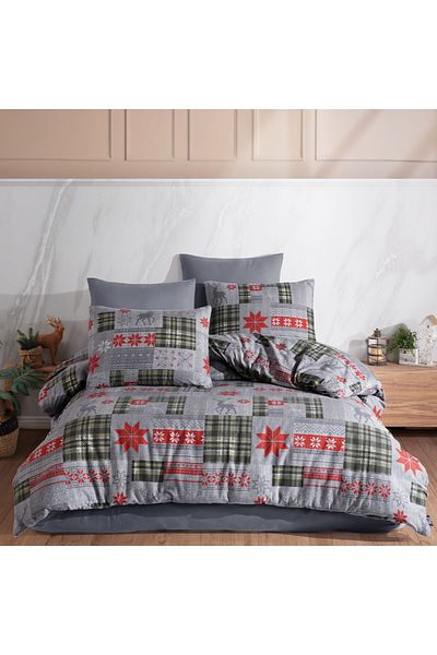 Lief Home Σετ Παπλωματοθήκη διπλό από 100% βαμβακερό ύφασμα φανέλας