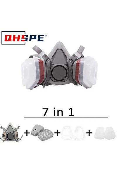 Choice 7 In 1 Original 6200 Respirator Reusable Half Face Cover Gas Mask With Cotton Filter Goggles For Pai