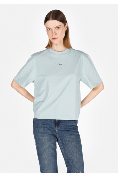 Colin's Tricou verde cu mânecă scurtă pentru femei, cu gât rotund, cu croială...