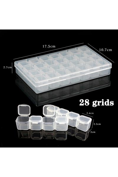 Choice 17.5x10.7x2.7 Plastic Jewelry Box 10/15/24 Compartment Slot Organizer Storage Beads Container Adjust