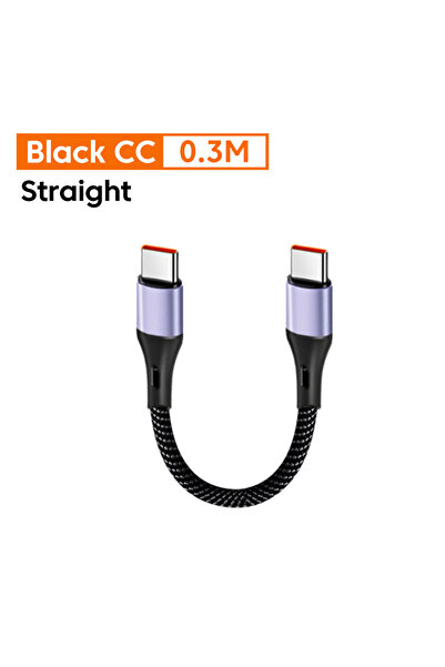 Choice كابل شحن سريع مستقيم من النوع C إلى النوع C بطول 0.3 متر، كابل قصير 0.15/0.3 متر، 66 وات، USB A/ USB C إلى النوع C، كابل شحن سريع بمرفق