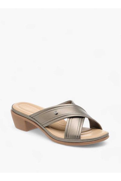 Flora Bella by Shoexpress Flora Bella Cross Strap Slip-On Sandals with Block Heel