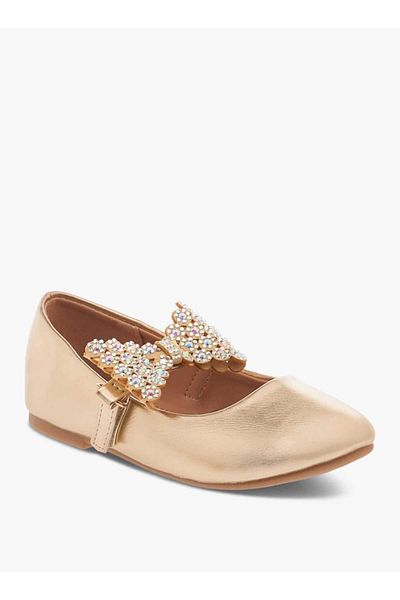 Flora Bella by Shoexpress Flora Bella Embellished Bow Applique Ballerina Shoes