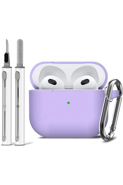 Choice Purple Airpods 3rd Gen Case Cover With Cleaner Kit,soft Silicone Protective Case For Apple Airpods 3