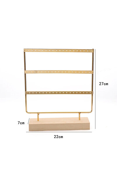 Choice حامل أقراط ذهبي مقاس 27 سم بقاعدة خشبية ومنشفة مجوهرات مع فتحات ومنظم ...