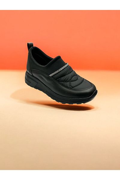 iskarpino Parachute Flexible Fabric Stone Thick Sole Women's Black Casual Walking Shoes Sneaker