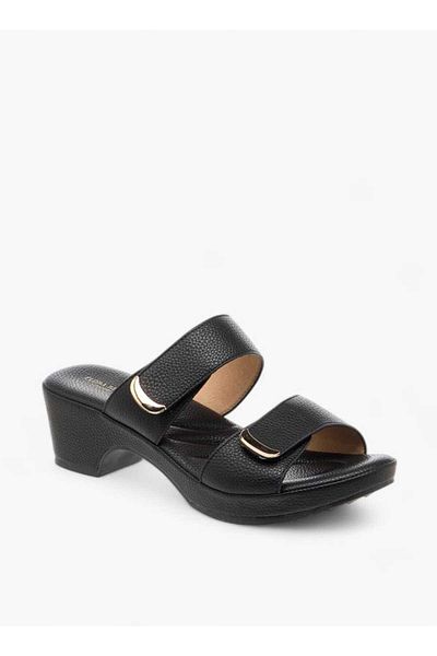 Flora Bella by Shoexpress Flora Bella Textured Slip-On Sandals with Block Heel