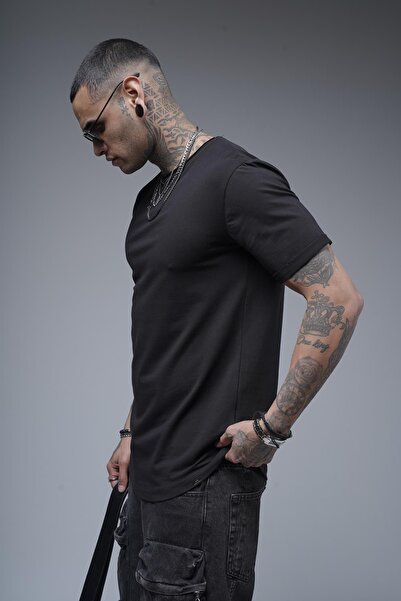 king brich Filthy Collar Sleeve Fold Regular Fit Plain Basic Men's T-Shirt