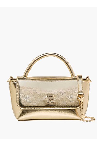 Flora Bella by Shoexpress Flora Bella Metallic Satchel Bag with Handle and Chain Strap