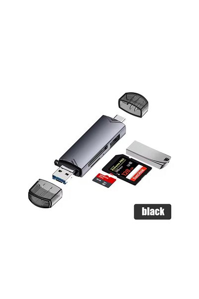 Choice grey 6 In 1 Multifunction Usb 3.0 U Disk Card Reader Type C/Micro Usb/Tf/Sd Flash Drive Memory Card