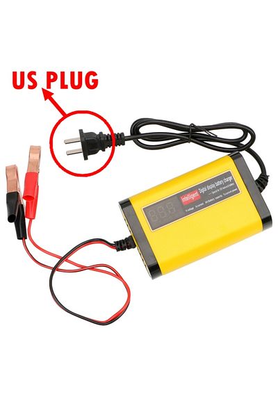 Choice US PLUG 12V 2A Smart Lead Acid Battery Charger Lcd Display 110V 220V For 5AH 7AH 12AH 20AH Motorcycl