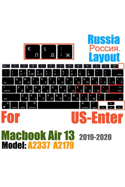 Choice غطاء لوحة مفاتيح الولايات المتحدة وروسيا A2337 لجهاز MacBook Air مقاس 13 بوصة إصدار 2022 2021 2020 A2337 M1 A2179 مع To