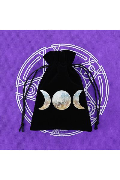 Choice Moon 5.12x7.09 Inches 1pc Black Velvet Tarot Pouch Cards Storage Bag Witch Divination Jewelry Astrol