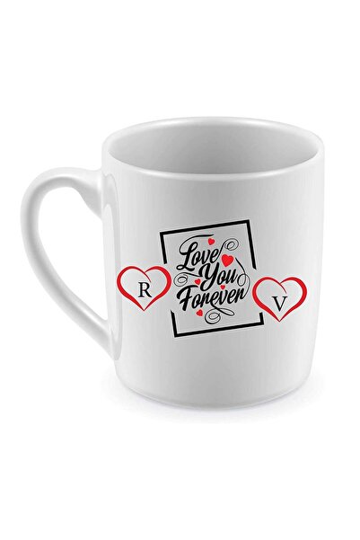 Be Care A double-sided tea mug with the letters R&V printed on it in English ...