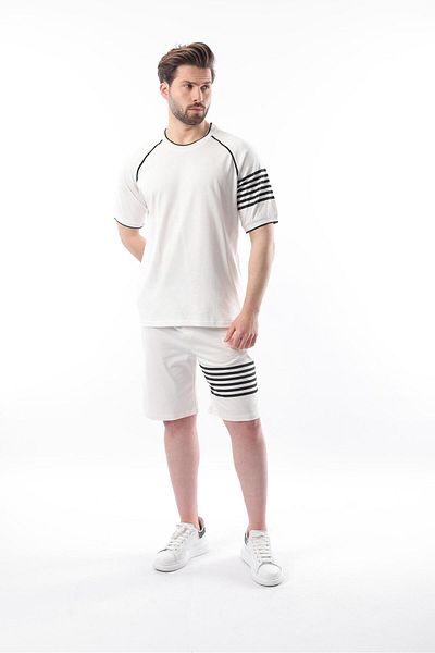 Madmext Set de tricou pentru bărbați cu mâneci raglan cu imprimeu ecru E7306