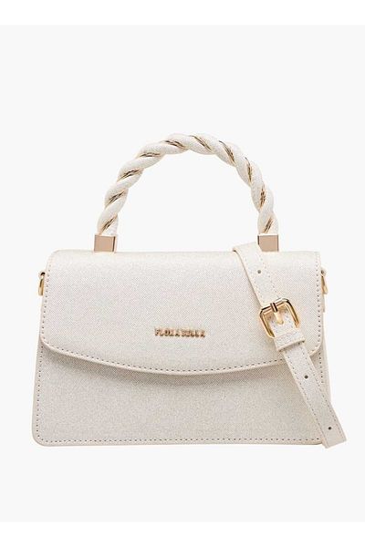 Flora Bella by Shoexpress Flora Bella Textured Satchel Bag with Handle and Chain Strap