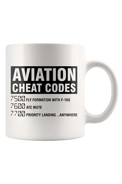 Be Care Pilot Cheat Codes Design Coffee Mug Funny Graduation Gifts 11oz Ceramic Airplane Space Mug...