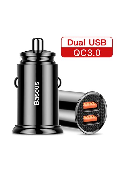 Baseus New Dual USB Baseus 30W USB Car Charger Quick Charge 4.0 3.0 FCP SCP USB PD For Xiaomi iPhone 12 13