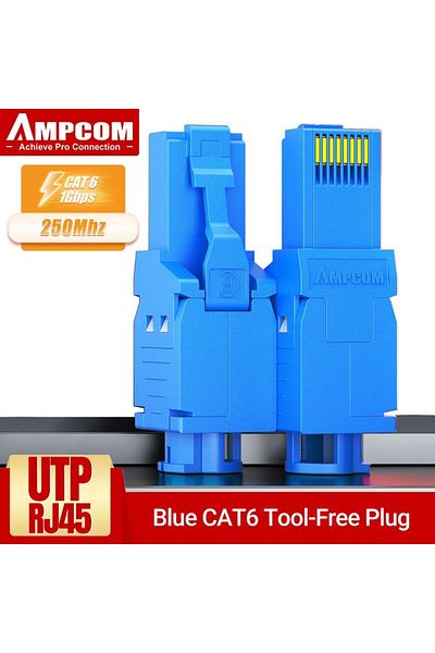 Choice CAT6 Blue AMPCOM RJ45 Connectors Modular Plug, Cat6 Cat6A UTP Stecker Network Toolless Connector Eth