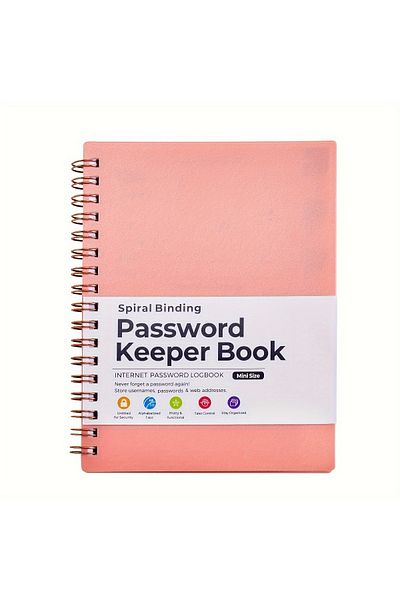 Choice Pink-SPP-P 1 password storage book, letter password log and organizer, mini size personalized passwo