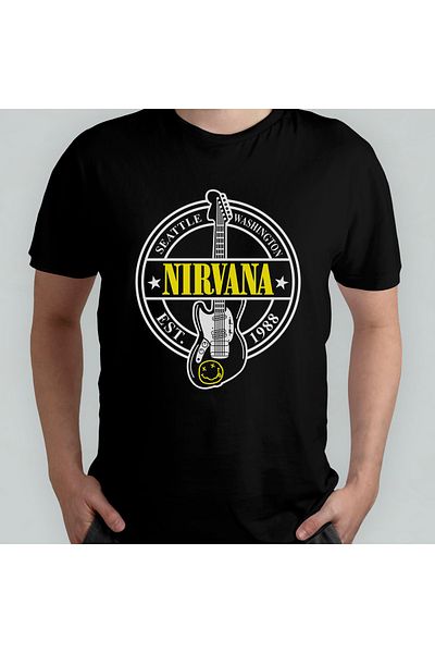 Pixxa Nirvana Grunge - Μπλουζάκι από 100% βαμβακερό λαιμόκοψη μοντέλο 3