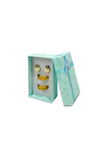 Choice 12pcs blue 12 pcs High Quality Paper Ring Necklace Set Jewelry Necklace Earrings Rectangular Package