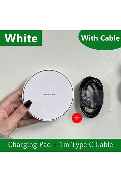 Choice white with cable 30W Wireless Charger Pad Stand Mobile Phone Chargers Fast Charging Dock Station For