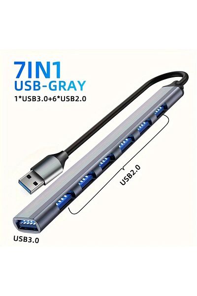 Choice 7 in 1 USB USB C Hub USB Hub 3.0, Aluminum 7 in 1 USB Extender, USB Splitter with 1 X USB 3.0, 4 X