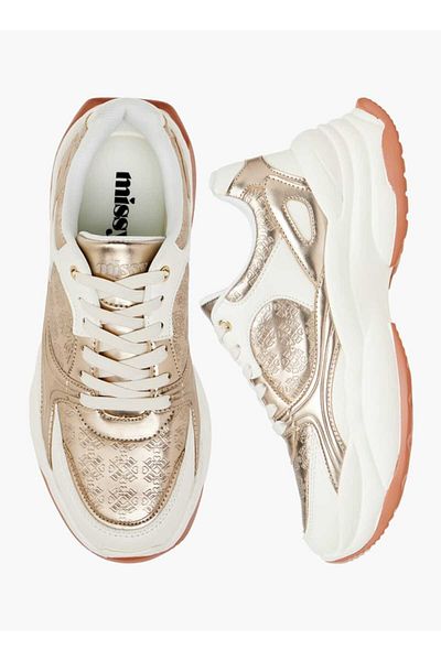 Missy Foil Textured Sneakers with Lace-Up Closure