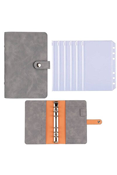 Choice grey 6 zip pockets A6 Budget Binder Planner Notebook Cover PU Loose-le...