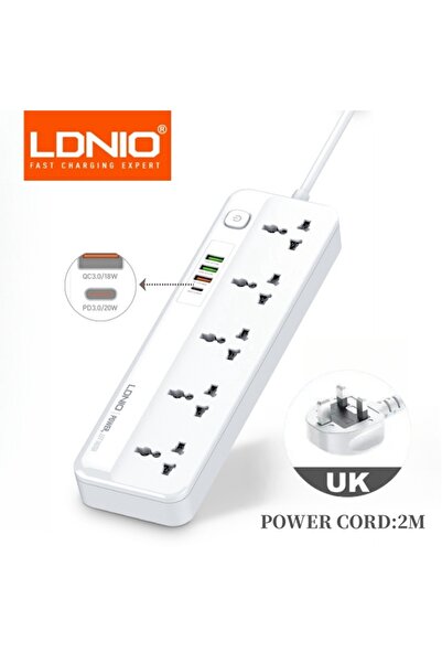 Choice شريط طاقة LDNIO بطول 2 متر مع 4 منافذ USB وكابل تمديد بطول 2 متر ومرشح...