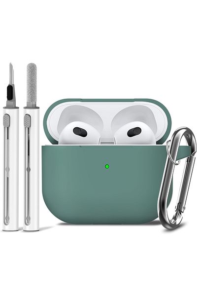 Choice Pine Needle Green Airpods 3rd Gen Case Cover With Cleaner Kit,soft Silicone Protective Case For Appl