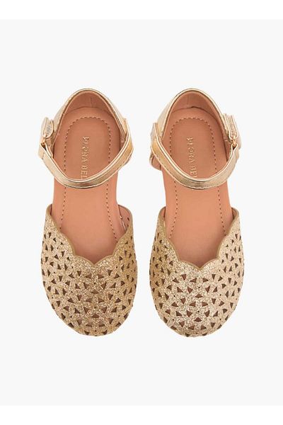 Flora Bella by Shoexpress Flora Bella Cutwork Detail Ballerina Shoes with Hook and Loop Closure