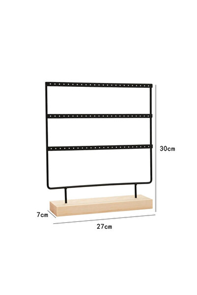 Choice Black 30cm Earring Stand Wooden Base Jewelry Towel with Holes Hanging ...
