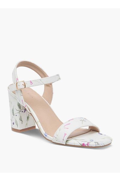 Flora Bella by Shoexpress Flora Bella Textured Sandals with Block Heels and Buckle Closure