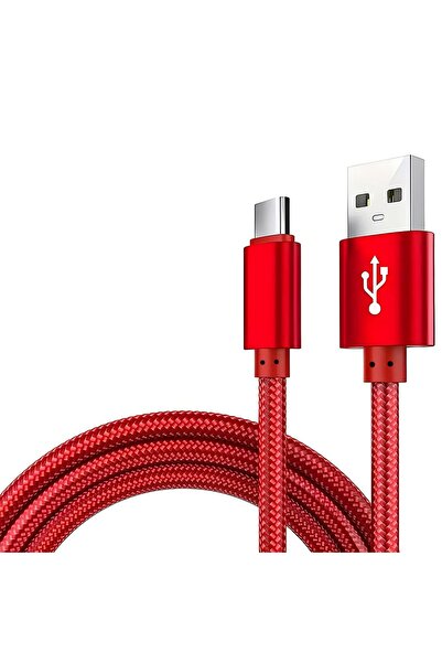 Choice كابل بيانات مضفر من النايلون الأحمر USB A إلى النوع C بطول 1 متر لشاحن...