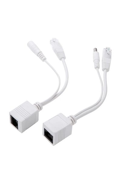 Choice white AB 1 Pair Passive Power Over Ethernet Adapter Cable POE Cable POE Splitter RJ45 Injector Power