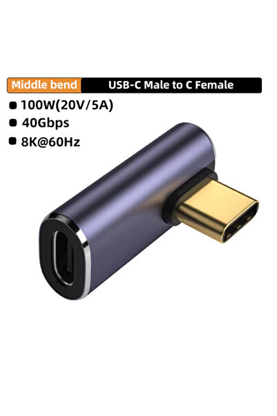Choice CM-CG ZW USB4.0 40Gbps OTG type C 90 degree Adapter 100W 5A USB C to Type C Fast Charging Converter