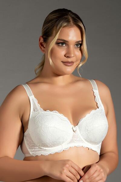 cotonhause Women's Supportless Plus Size Underwire Ecru Bra C2T4N0O843