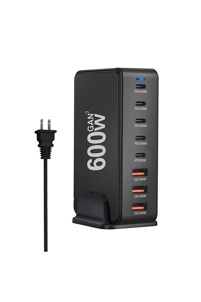 deepartner US-Black New 600W GaN Fast Charge 3.0 USB-C Charger with 8 Ports  5C3A PD, Portable and Suitable for