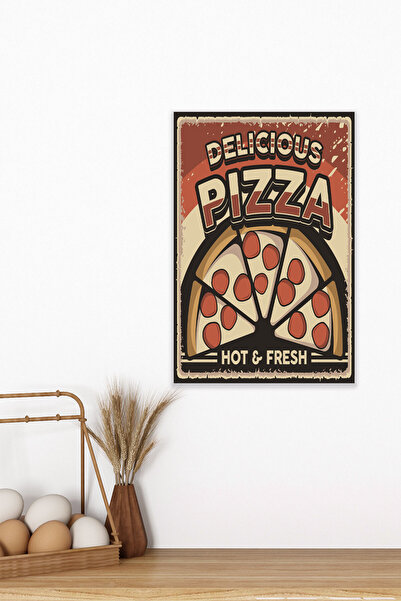 qoeuyl boutique Ρετρό Διακόσμηση Πίτσας Νο:5 18x27 MDF Ξύλινη αφίσα