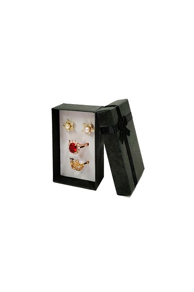 Choice 12pcs black 12 pcs High Quality Paper Ring Necklace Set Jewelry Necklace Earrings Rectangular Packag