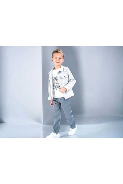 gigigiyim Gray Shirt 3-Piece Boy's Suit