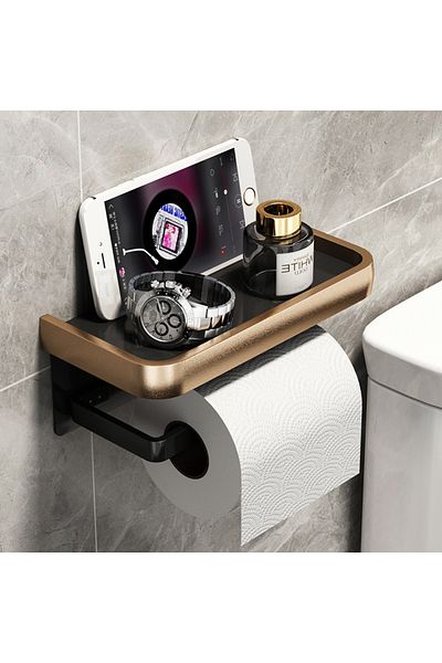 Choice rose gold Toilet Paper Roll holder With Shelf Aluminum Toilet Paper dispenser No Drill Tissue hange