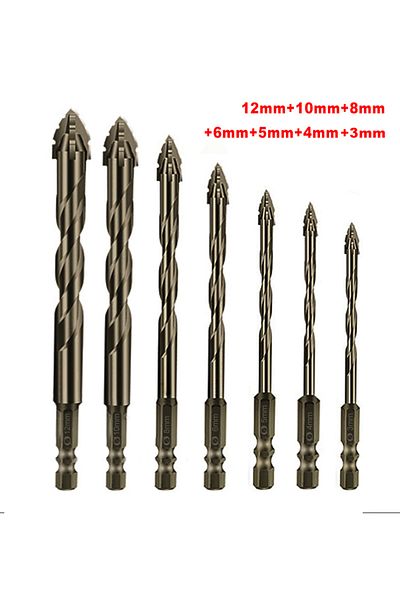 Choice 7 PCS With box New four edged serrated eccentric  bit for dry drilling of all ceramic tiles ceramic