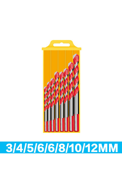 Choice Square 8 PCS Set Red 8PCS Multifunctional Triangle Drill Bit Diamond Drill Set Ceramic Tile Concrete