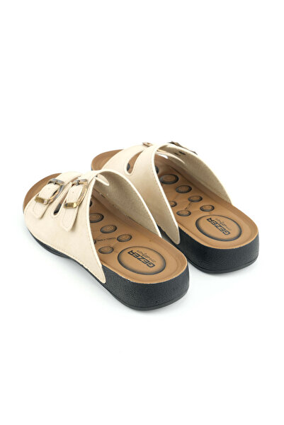 GEZER Summer Comfortable Sole Two Buckle Adjustable Faux Leather Casual Women's Slippers