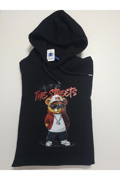 M MOONCOVER Unisex Hooded Teddy Printed Sweatshirt - 3 Thread