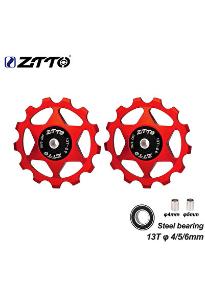 ZTTO 2pcs 13T Red 11T 13T MTB Bicycle Rear Derailleur Jockey Wheel Steel Bear...